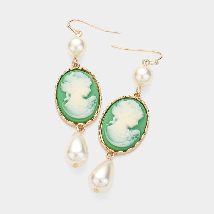 Sensibling Corp. - Wholesale Dangle Earrings - Pearl Pointed Cameo Dangle Earrings1
