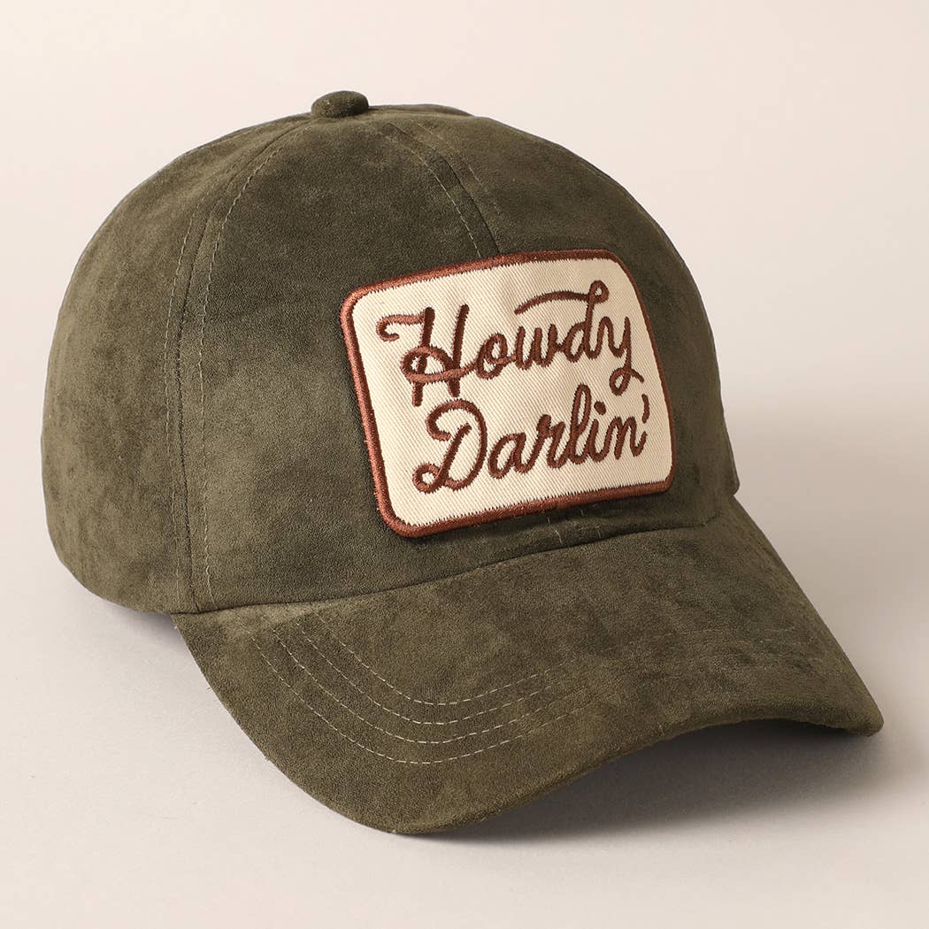 Fashion City - Wholesale Baseball Cap - Women's - Howdy Darlin Patch Suede Baseball Cap6