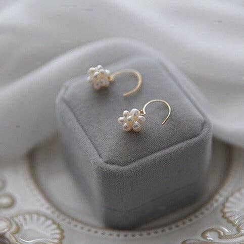 Haengseongworkshop - Wholesale Dangle Earrings - 2-3mm baroque white freshwater pearl wire Wrapped dangle earrings nickel free