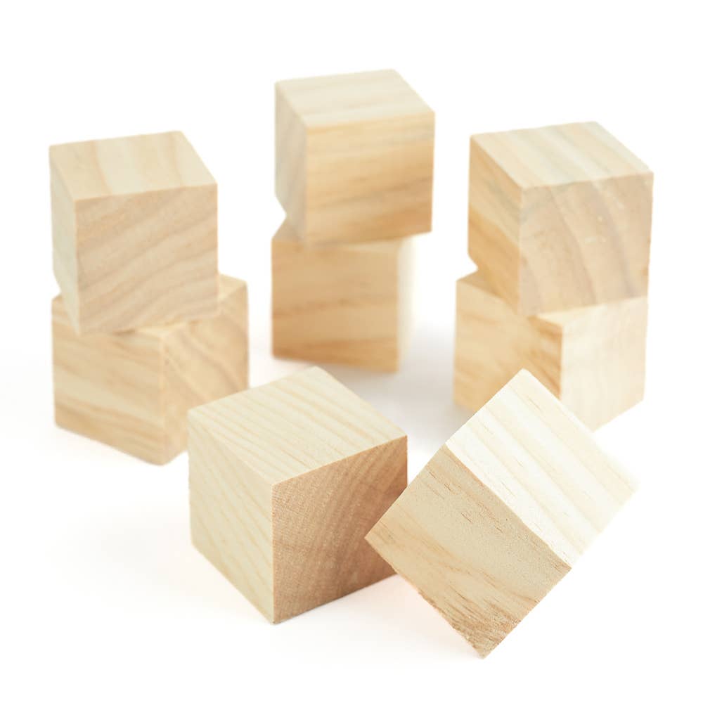 Factory Direct Craft - Wholesale Cutouts - 1-3/4" Unfinished Wooden Cubes - Pack of 8 Wood Blocks6