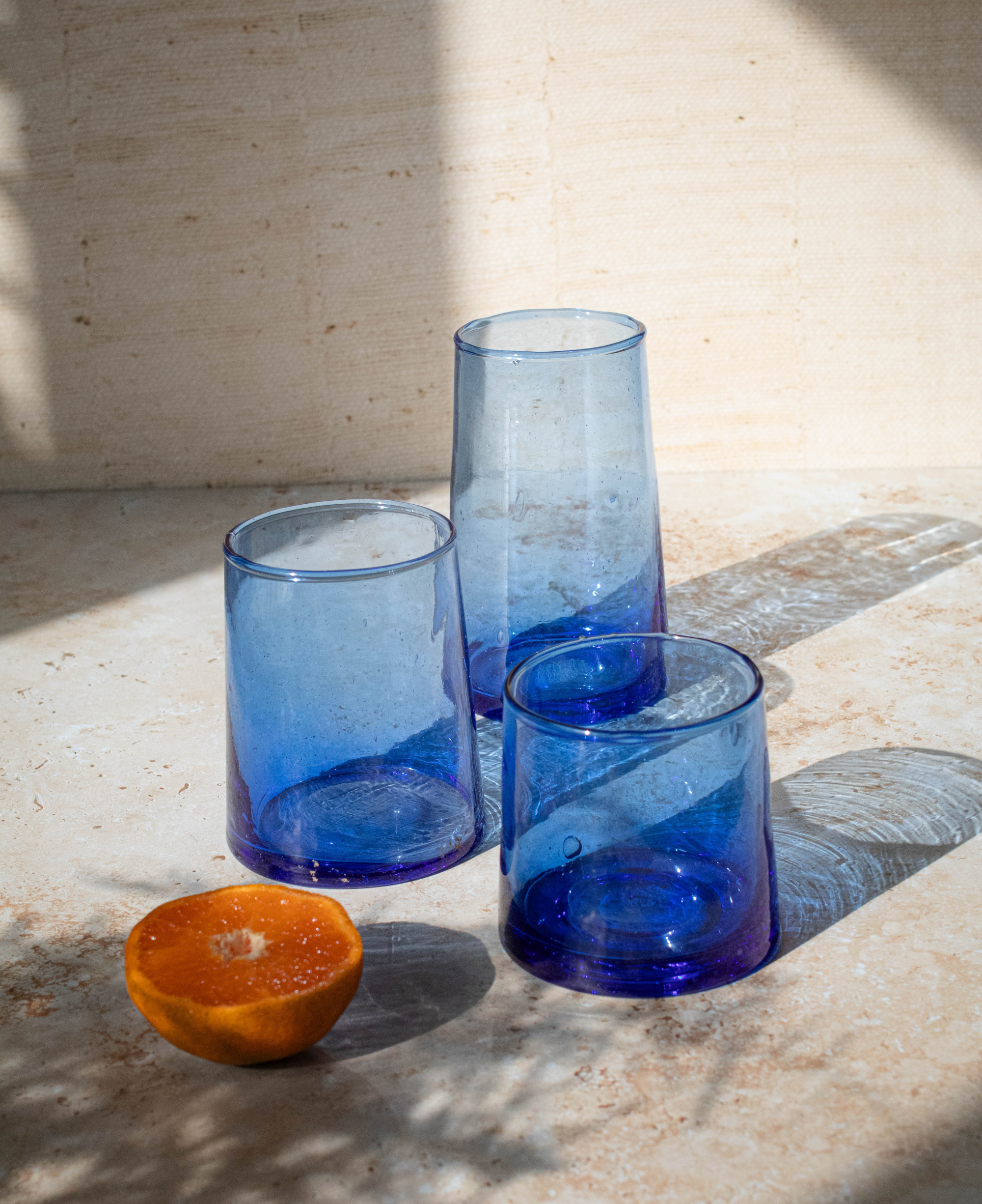 Maison Berber - Wholesale Drinking Glass/Cup - Moroccan Beldi Glasses Set of 6 - Blue6