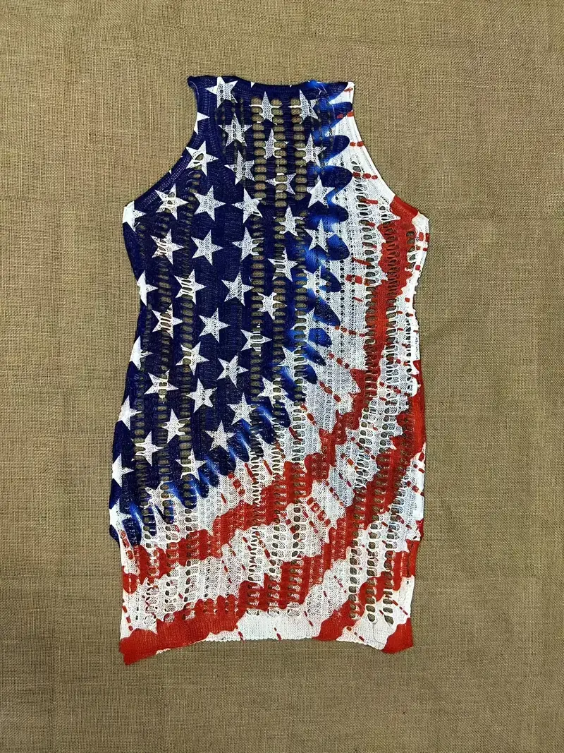 Lucky Avocado - Vente Cache-maillot – femme - Couvre-maillot de bain sans manches à imprimé drapeau américain2