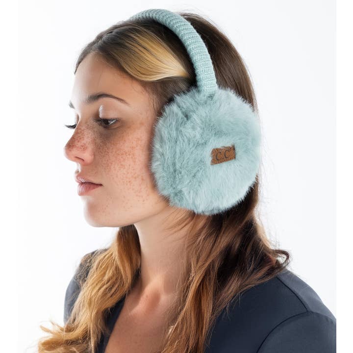 Funky Junque – wholesale Earwarmers / ear muffs – women's – Women's Adjustable Earmuffs - Faux Mink Fur - Mint