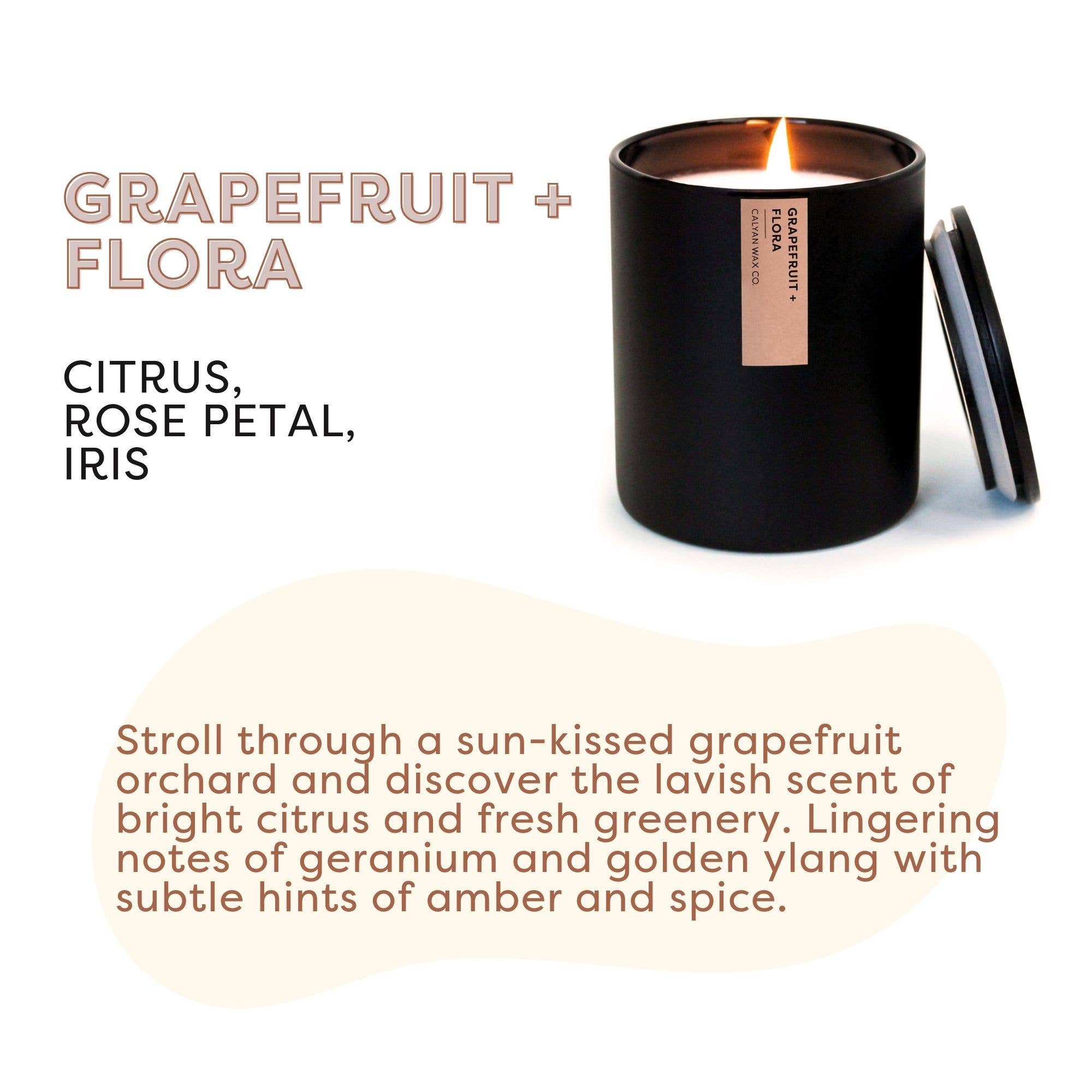 Calyan Wax Co. - Wholesale Jar/Filled Candle - Grapefruit + Flora - Matte Black Tumbler Soy Candle1