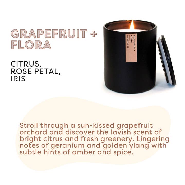 Calyan Wax Co. - Wholesale Jar/Filled Candle - Grapefruit + Flora - Matte Black Tumbler Soy Candle1
