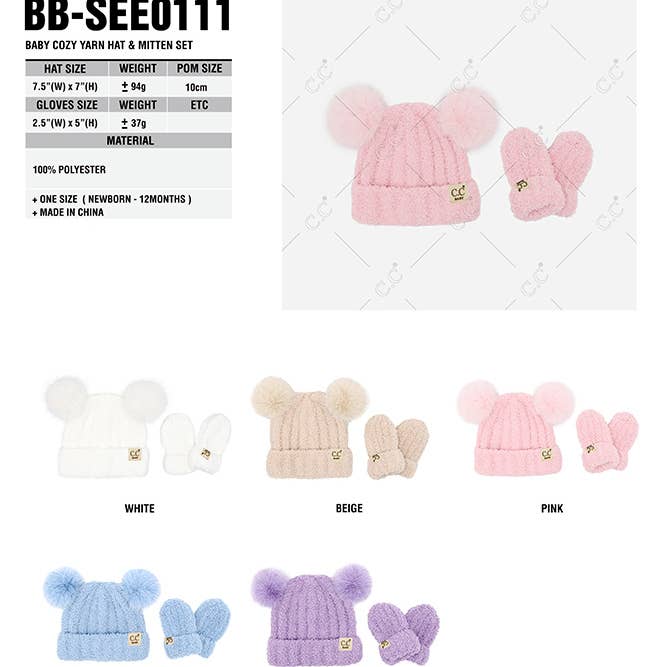 Hana - Wholesale Newborn/Knit Hat - Baby - C.C Baby Cozy Yarn Hat and Mitten Set Winter Hat Set5