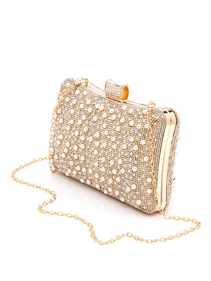 Mix Pearl Rhinestone Convertible Box Clutch for wholesale by Artini Accessories