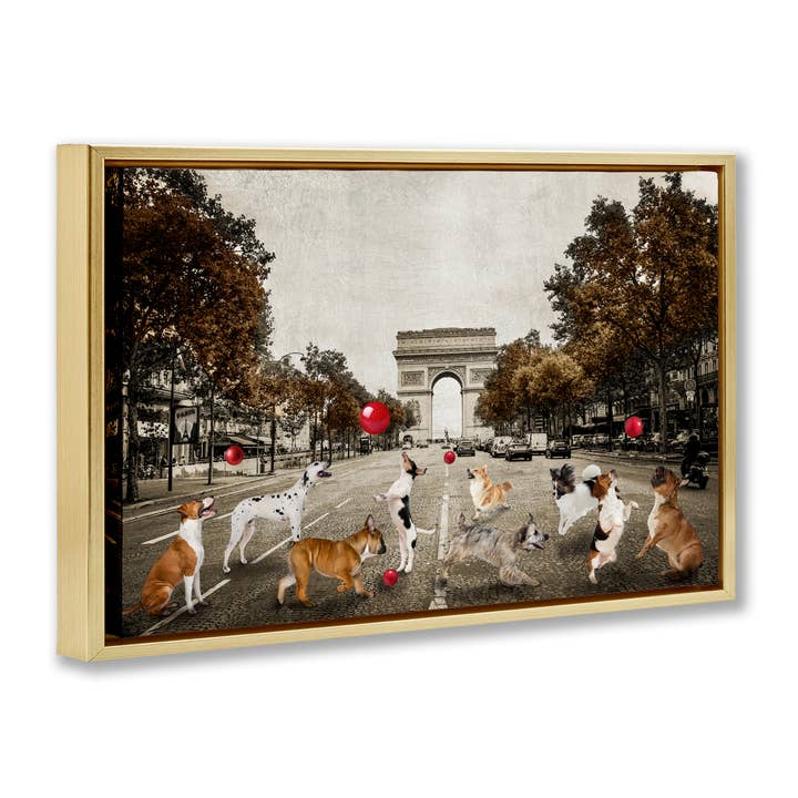 Stupell Industries - Wholesale Wall Sign - Dogs Playing Among Architecture - Framed Wall Art17
