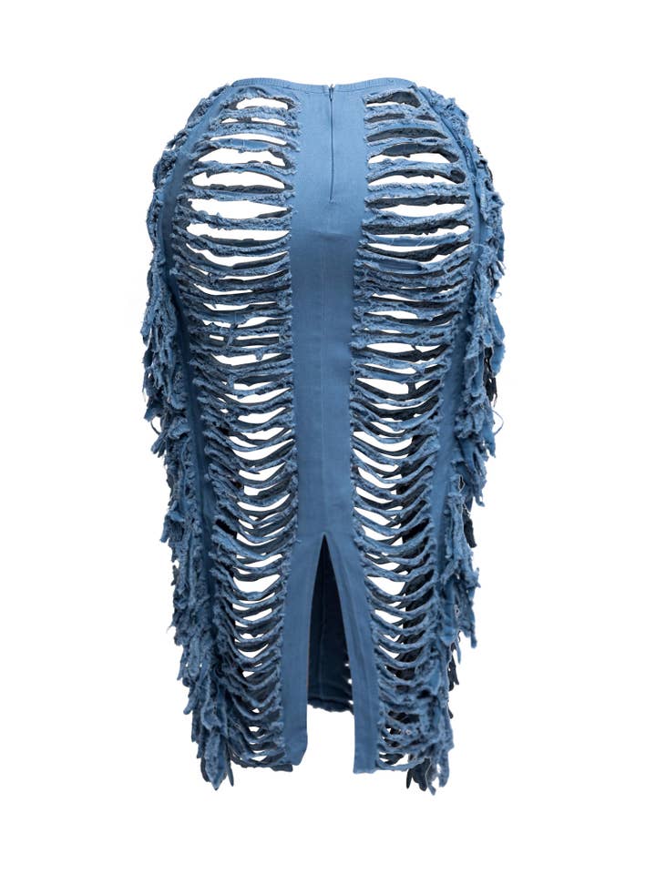 K Too - Wholesale Skirt - Women's - Distressed fringe maxi skirt2