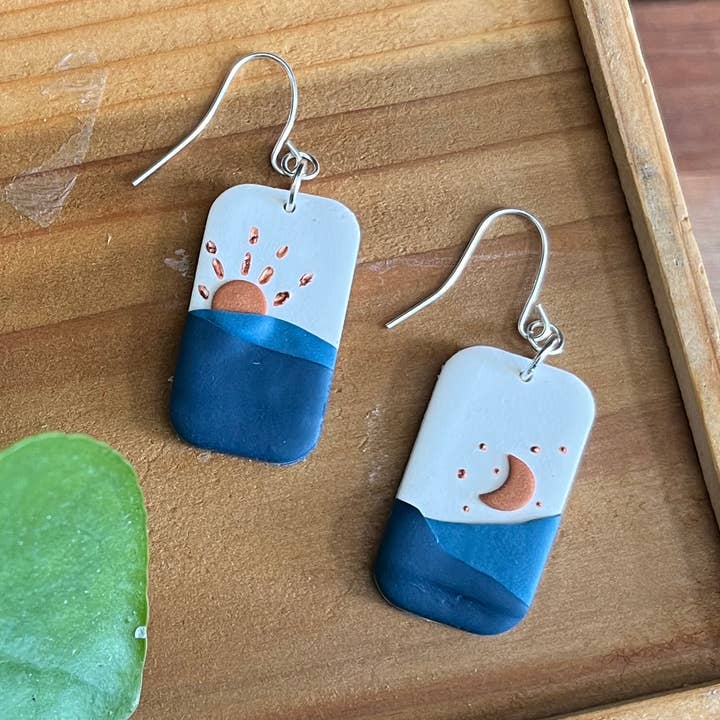 Polymer Clay Sun & Moon Mountain Scene for wholesale by Letty’s Lovelies Co