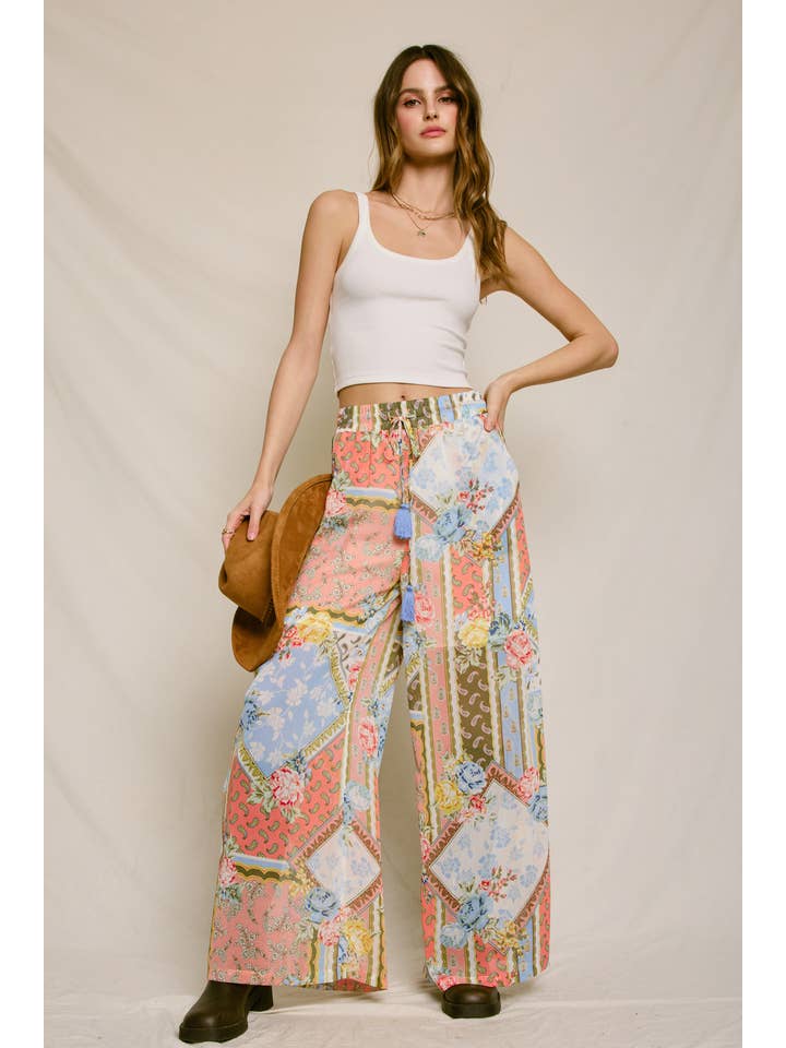BEL AIR ROSE Sunset Symphony Wide Leg Pull On Pants (1) for wholesale on Faire