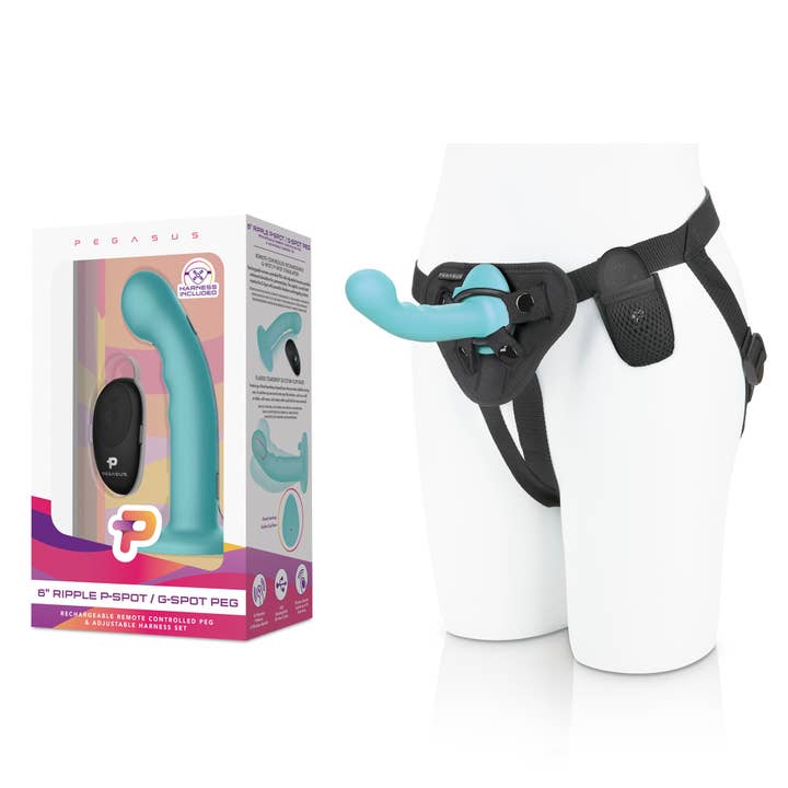 Pince en silicone Ripple P-Spot G-Spot avec télécommande de 6 pouces avec harnais inclus pour la vente par Lux Fetish Store