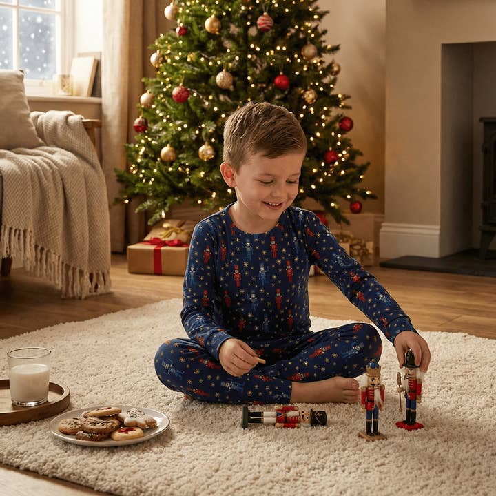 Navy Nutcracker Big Kid Pajama for wholesale by Sweet Bamboo