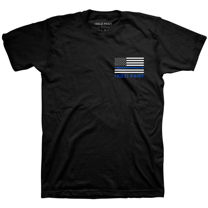 Black HOLD FAST Mens T-Shirt Police Flag for wholesale on Faire3