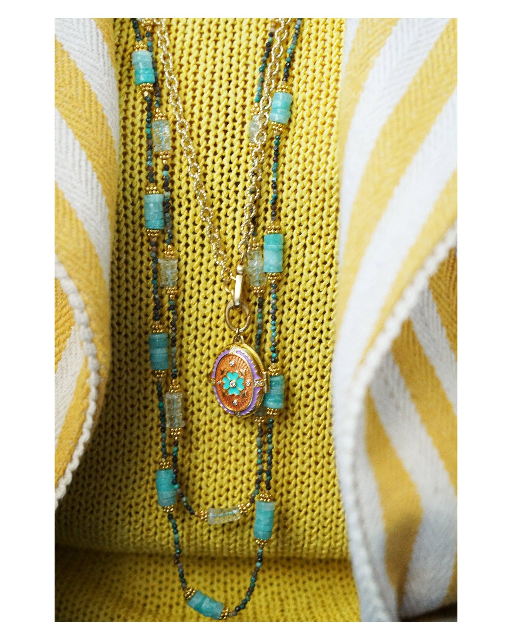 DIAPERIS - Wholesale Pendant/Charm Necklace - RAVELLO NECKLACE ORANGE AND PURPLE