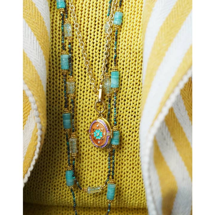 DIAPERIS - Wholesale Pendant/Charm Necklace - RAVELLO NECKLACE ORANGE AND PURPLE0