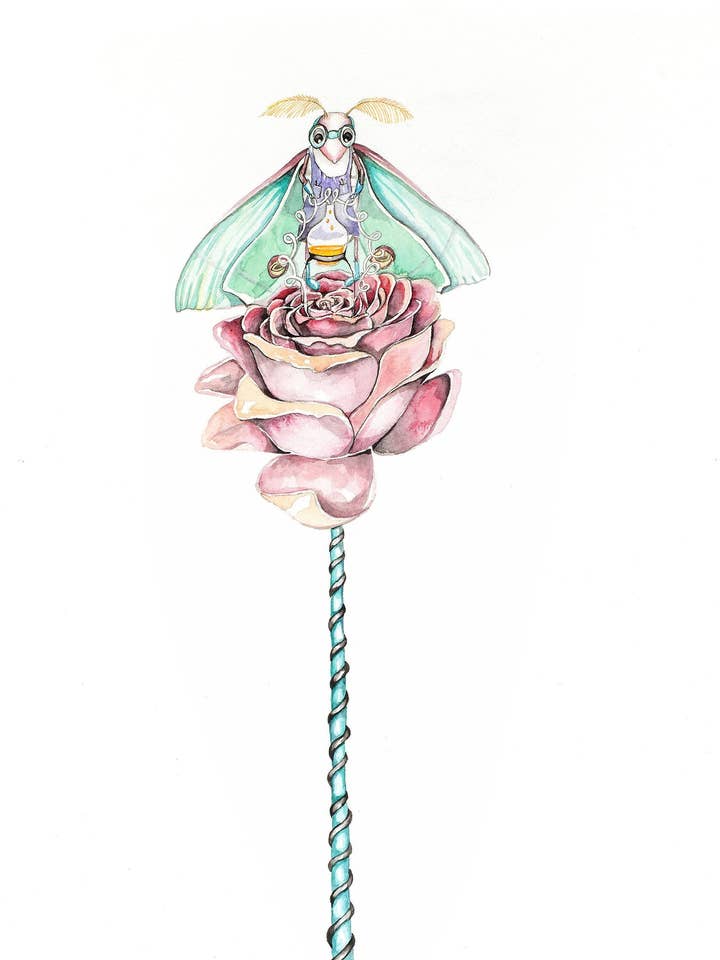 Stampa Giclée di Falena Luna Pollenist per la vendita all'ingrosso da parte di Katie Crawford Art