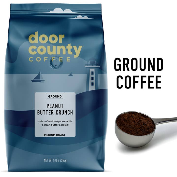Door County Coffee - Vendita all'ingrosso Caffè macinato - 5lb burro di arachidi crunch aromatizzato caffè macinato medio arrosto