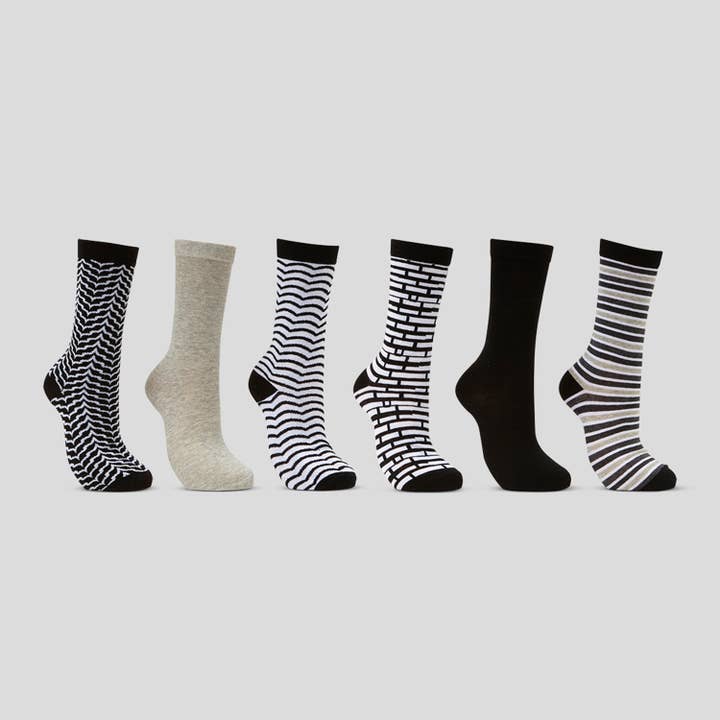 Basic Elegance Crew Socks 6 Pack for wholesale by Mio Marino