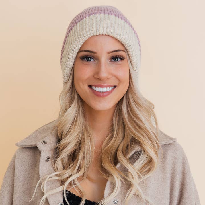 Leto Accessories - Wholesale Beanie - Women's - Basic Knit Two Tone Beanie - 4 Cute Colors4