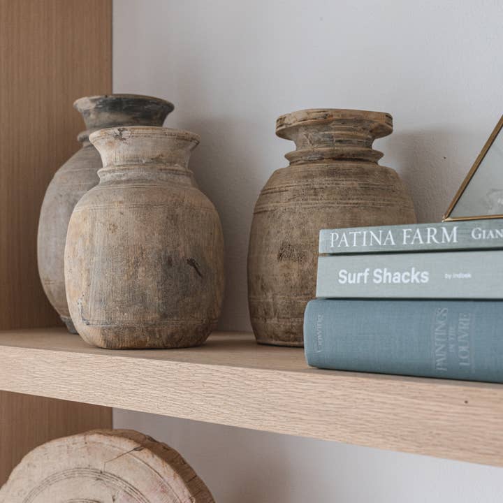 Sandstone & Sage - Wholesale Vase - Antique Neutral Primitive Wooden Vase2