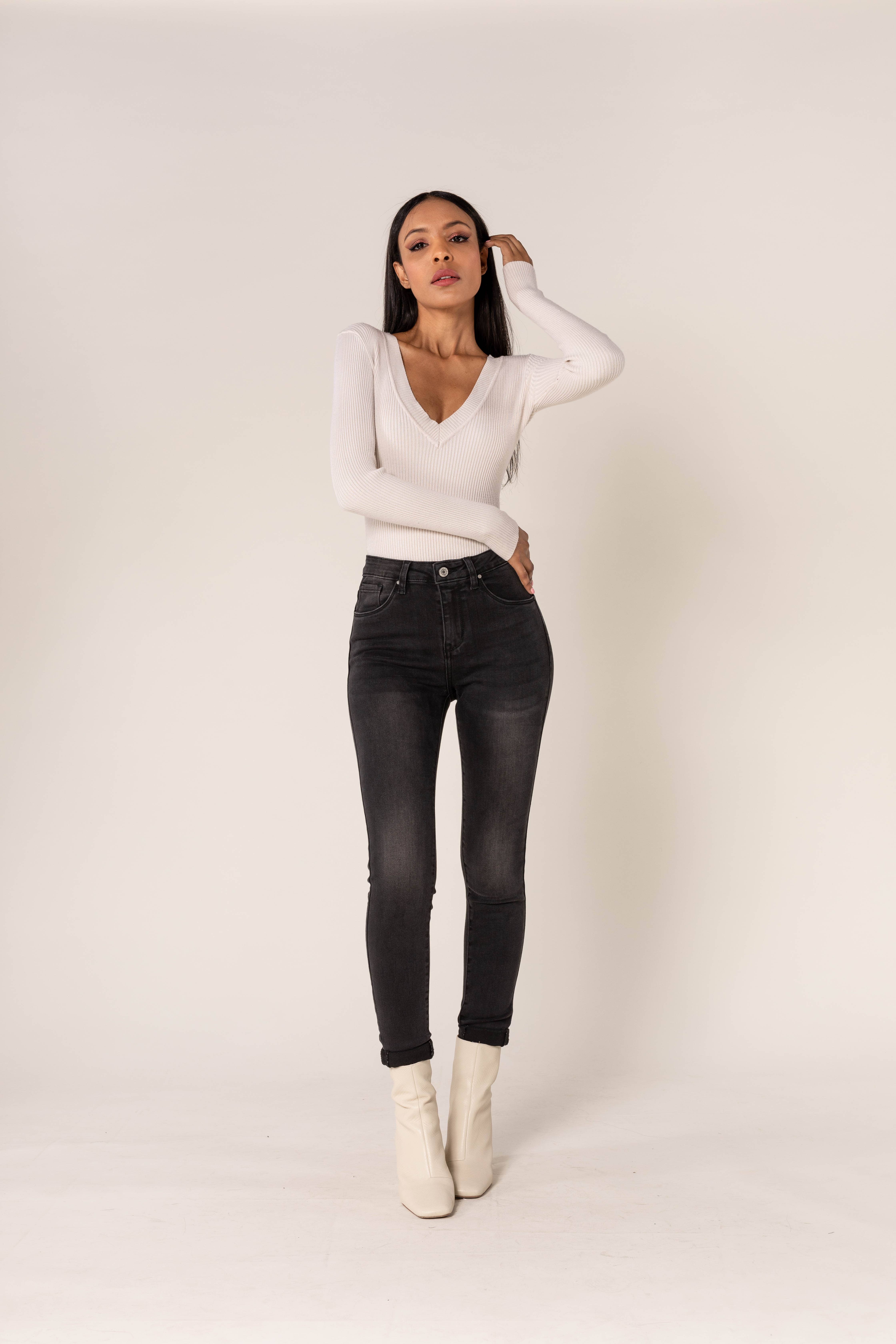 Nina Carter – Engroshandel Jeans - Dame – P078 stretch skinny bukser med høj talje32