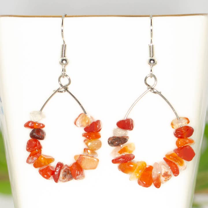 Natural Raw Carnelian Crystal Earrings for wholesale by Shokh Jewelry