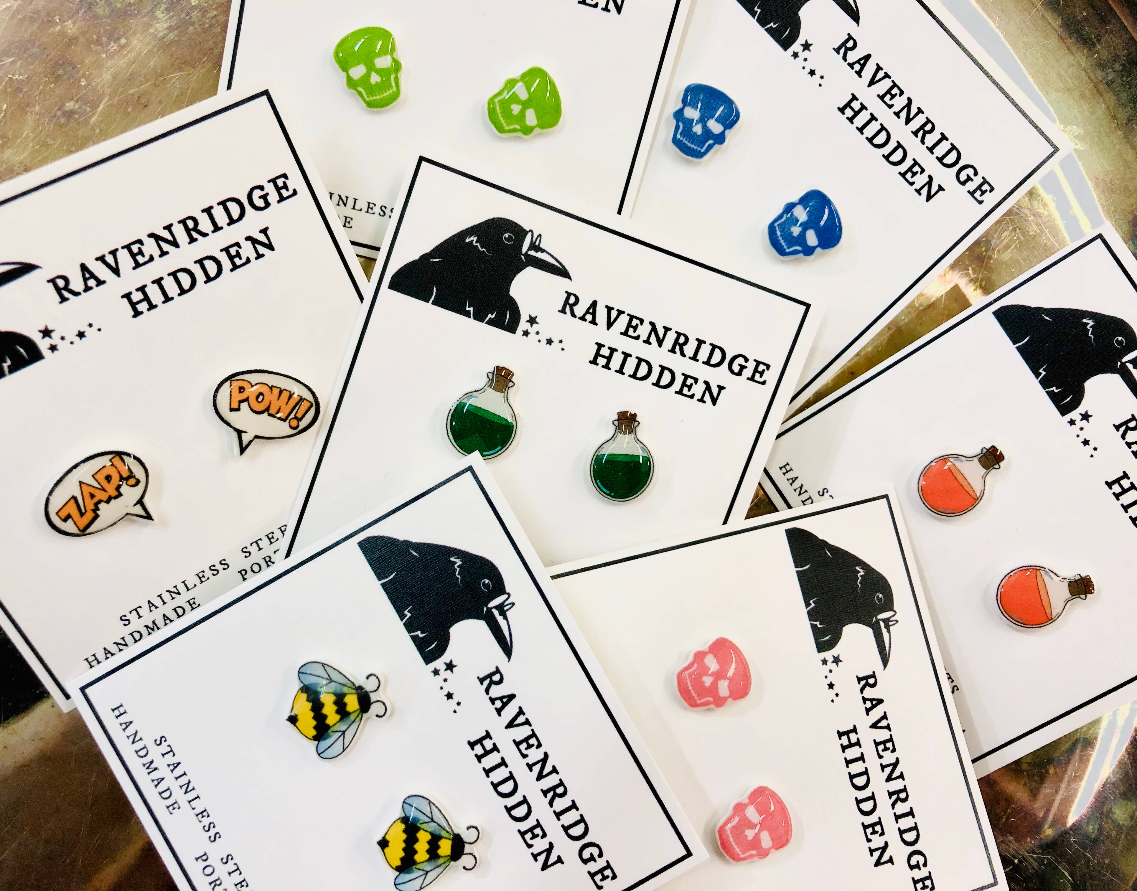 Ravenridge Hidden - Wholesale Stud/Post Earrings - Orange Monarch Butterfly Earrings3