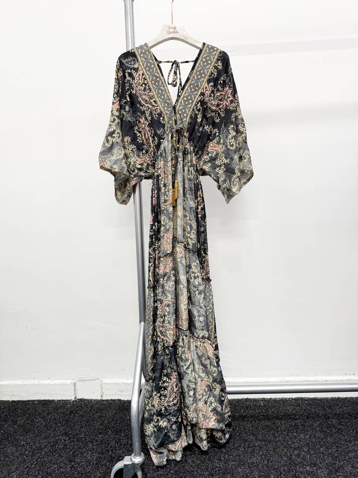 Lucy Sparks - Wholesale Dress - Women's - SILKY MAXI DRESS WITH DEEP V NECK