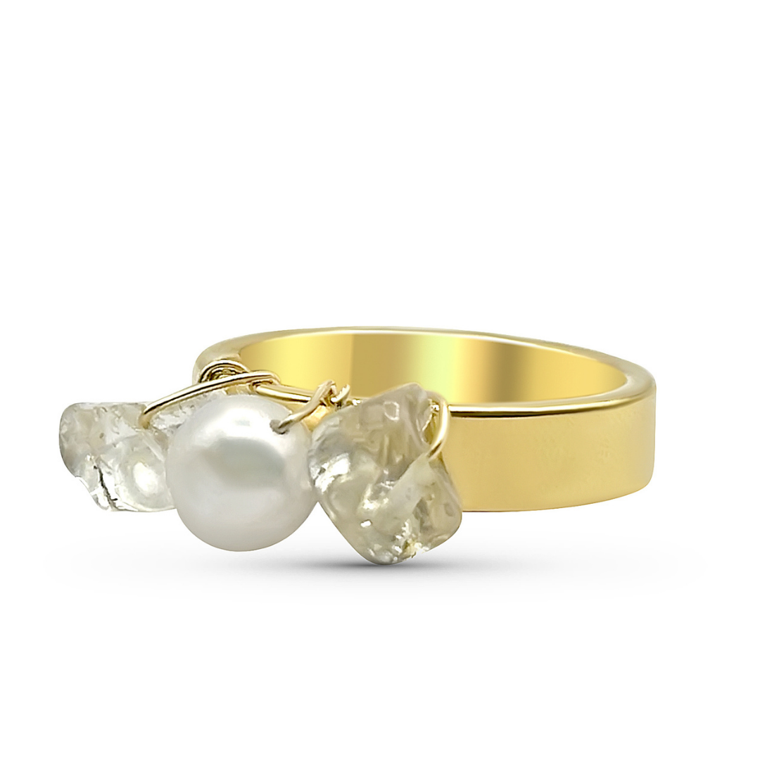 Camilla Limón - Wholesale Cocktail/Statement Ring - Fresh Water Pearl with Gemstones Gold Ring6