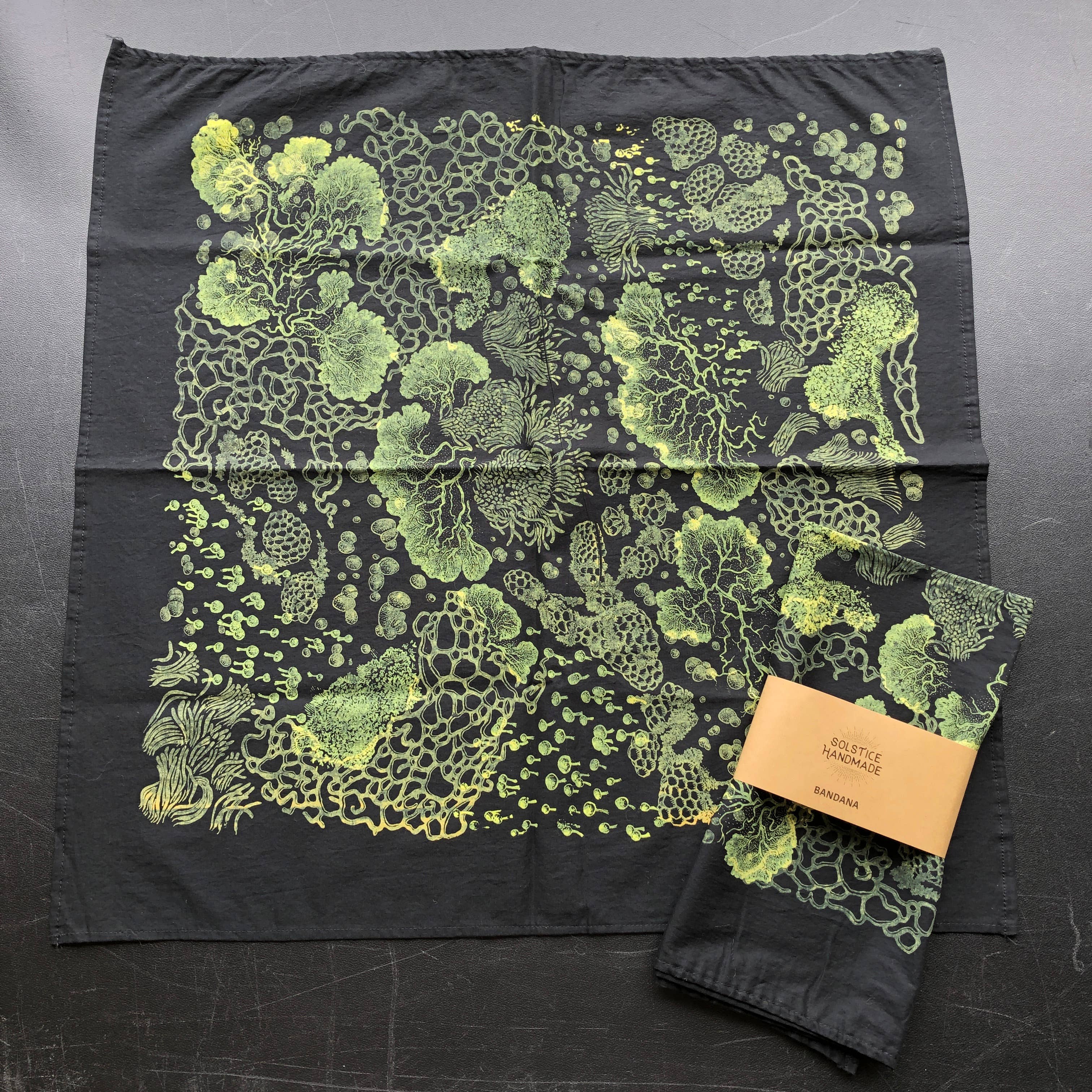 Solstice Handmade - Vente Bandana – unisexe - Bandana Slime Mold - Noir2