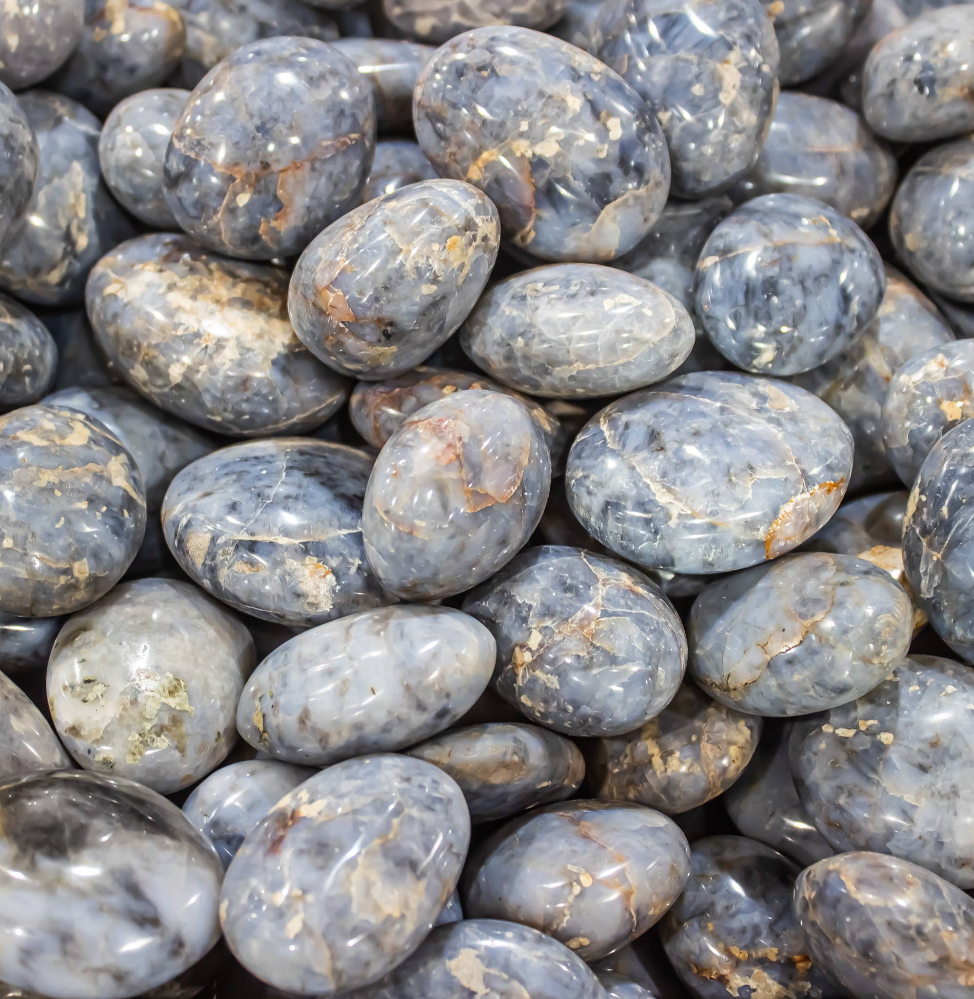 Quasar Gems USA - Wholesale Spiritual Stone/Crystal - Blue Opal Gallets Palm Stone 1kg/2lbs