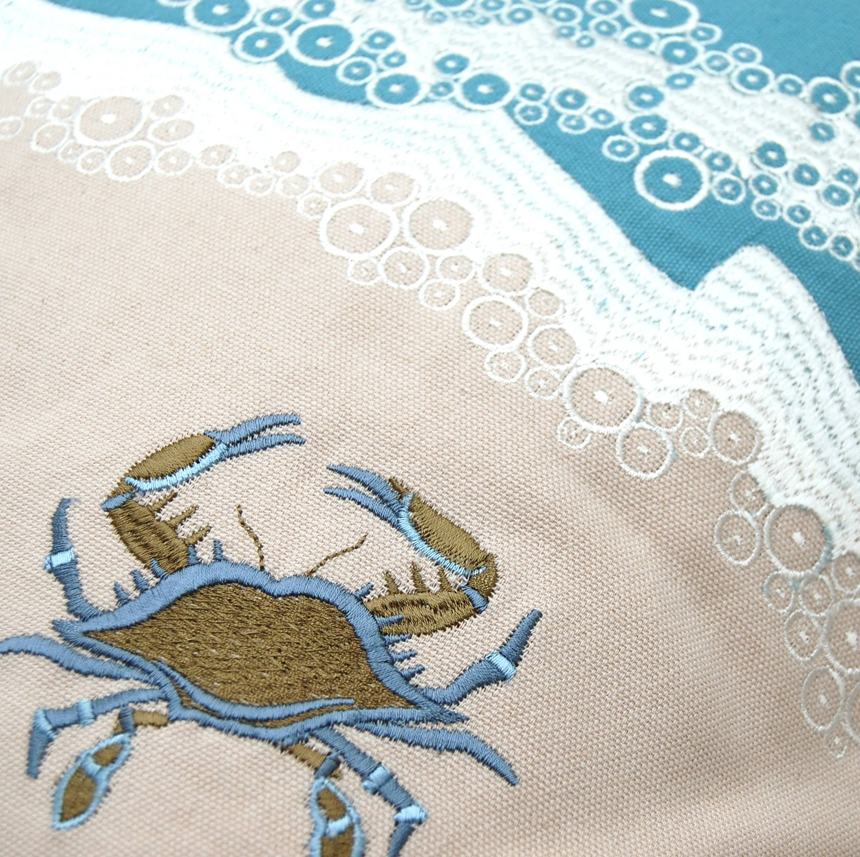 Rightside Design - Wholesale Lumbar Pillow - Crab With Waves Indoor Lumbar Throw Pillow3