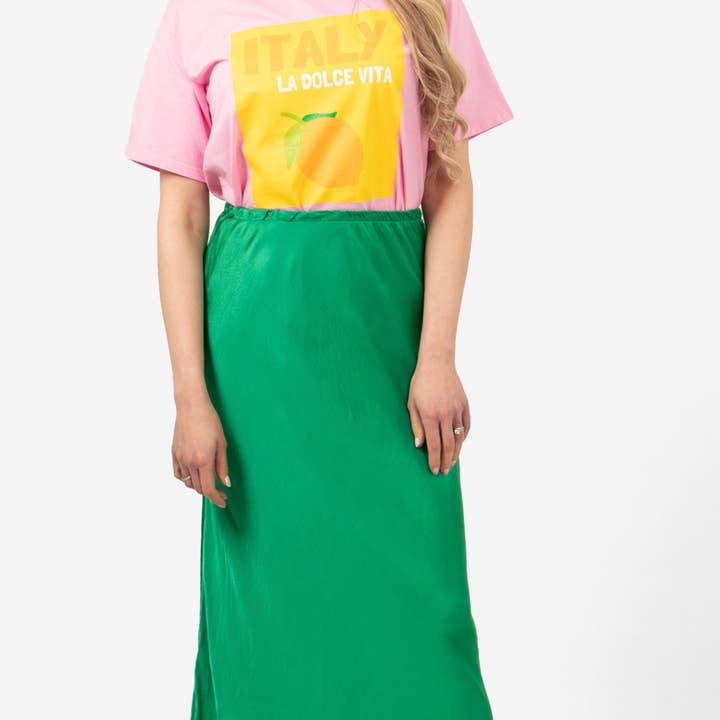 Cassie Midi Slip Skirt - Green for wholesale by Sarta