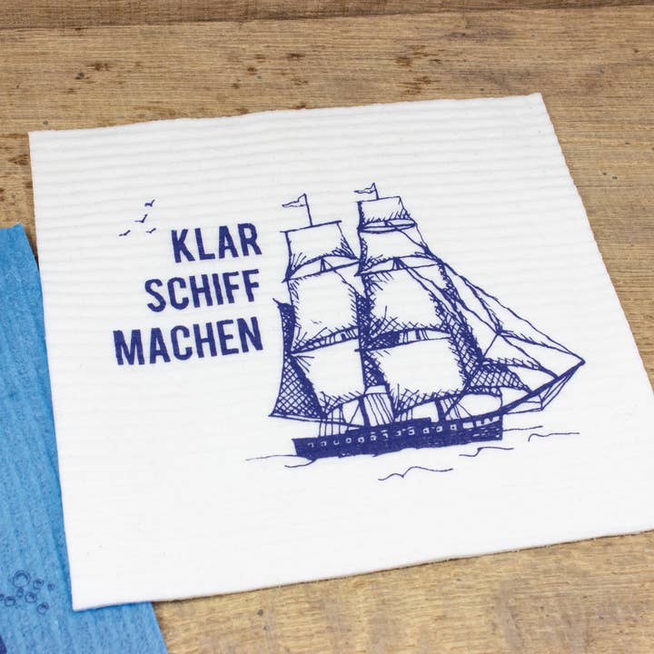 Bow & Hummingbird - Vente Torchon - Chiffon éponge maritime « Klar Schiff Machen »1