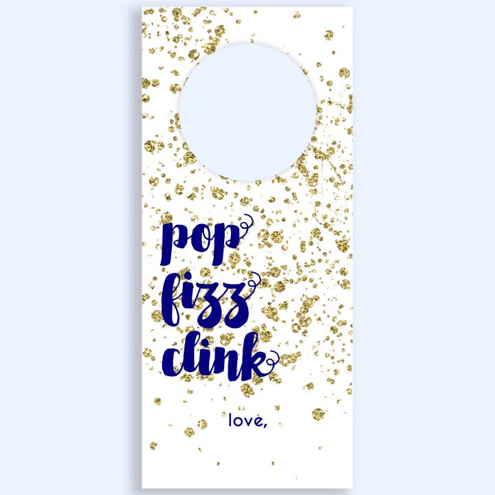 Wine Tags: Pop Fizz Clink - Set of 12 for wholesale by The Cornerstone Studio