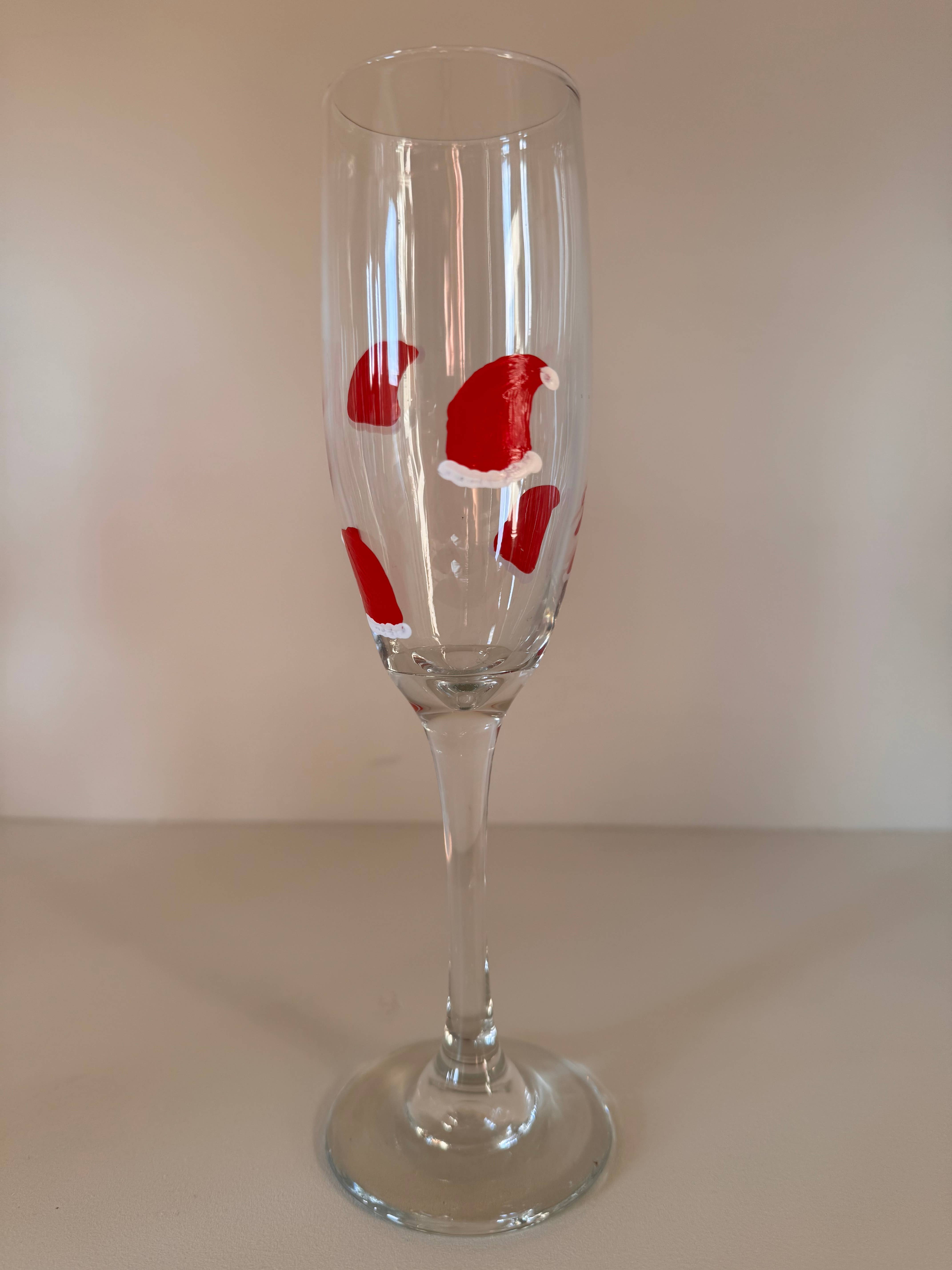 Hand Painted Glass, Co - Wholesale Wine Glass - Hand-Painted Santa Hat Glassware3