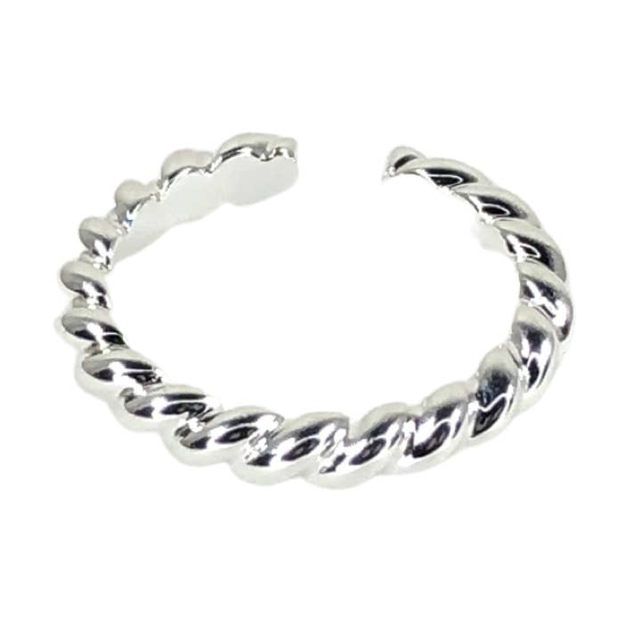 Anel ajustável de prata esterlina torcida por atacado de Jak & Fox