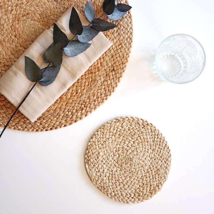 KORISSA - Wholesale Coasters - Handwoven Kata Natural Coaster Trivet-Set of 42