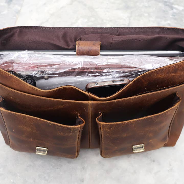 Billion Brothers – Großhandel Messenger Bag – Unisex – Buffaloleder Umhängetasche für Laptop – Satchel Schultertasche6