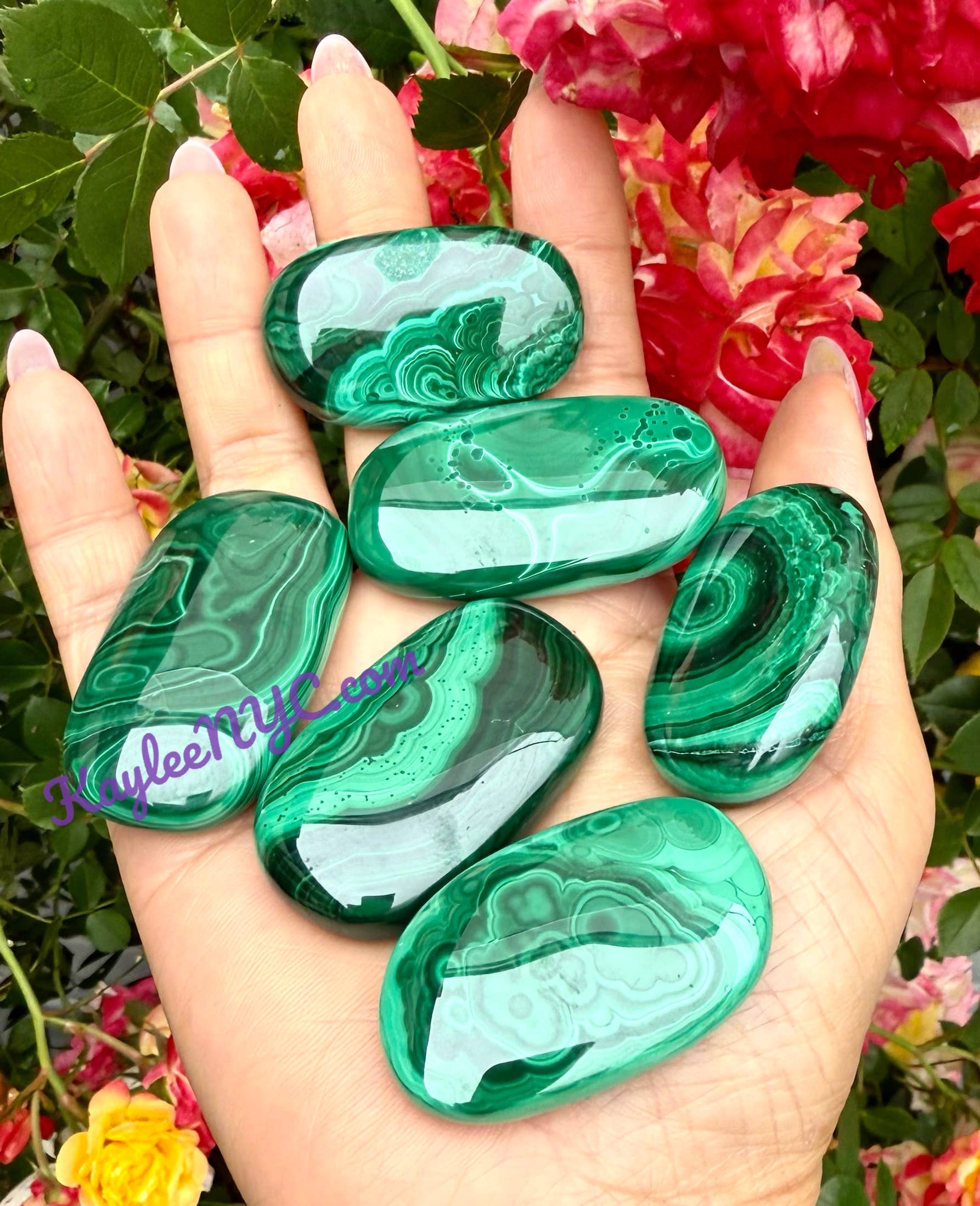 KayleeNYC - Wholesale Spiritual Stone/Crystal - 1 lb Natural Malachite Palm Stone Crystal Nice Quality5