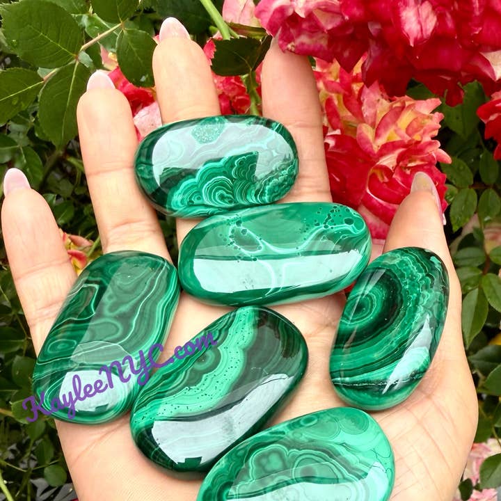 KayleeNYC - Wholesale Spiritual Stone/Crystal - 1 lb Natural Malachite Palm Stone Crystal Nice Quality5