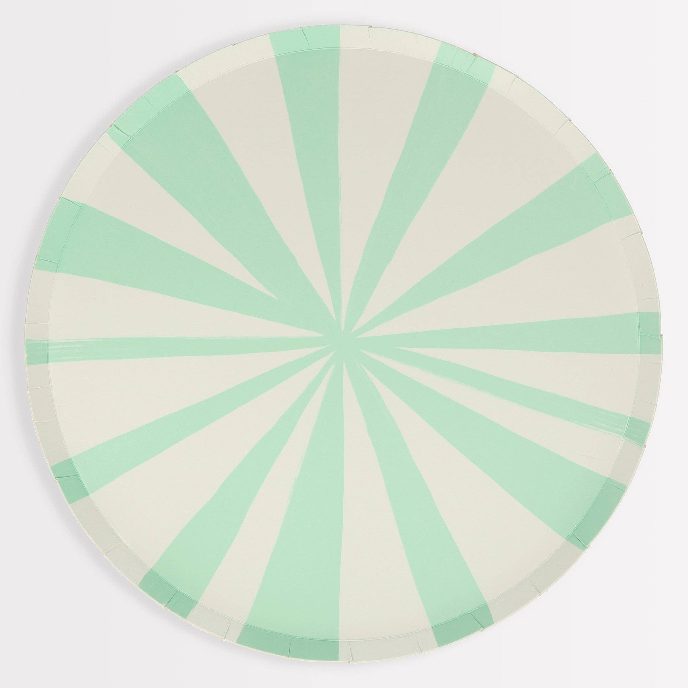 Meri Meri – wholesale Disposable plate – Mint Stripe Dinner Plates0