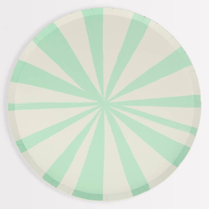 Meri Meri – wholesale Disposable plate – Mint Stripe Dinner Plates