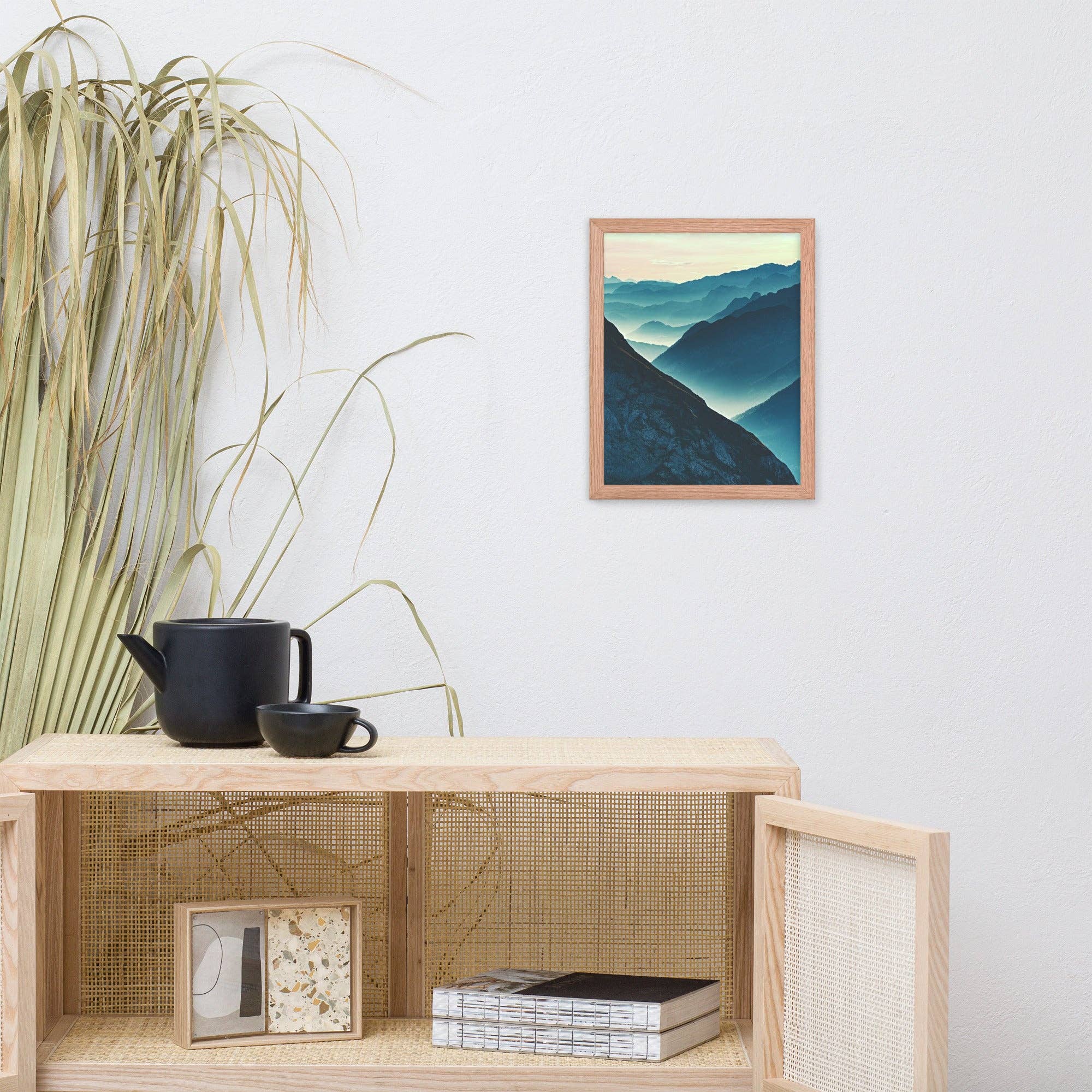 Pipa Wall Art & Home Decor – wholesale Art print – Misty Blue Silhouette Mountain Range Photo Framed Art17