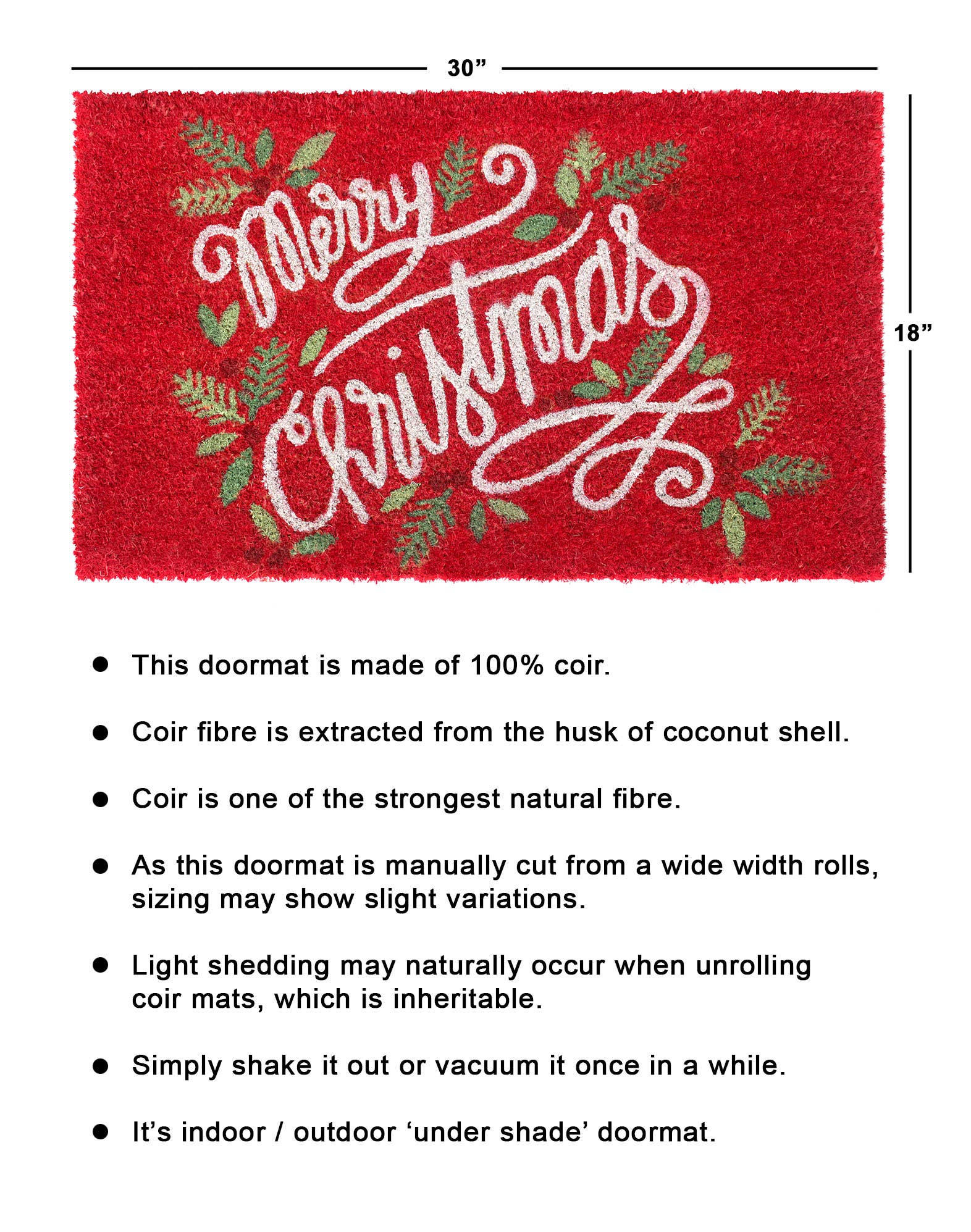 RugSmith - Wholesale Door Mat - RugSmith Multi Berry Merry Christmas Doormat, 18" x 30"2