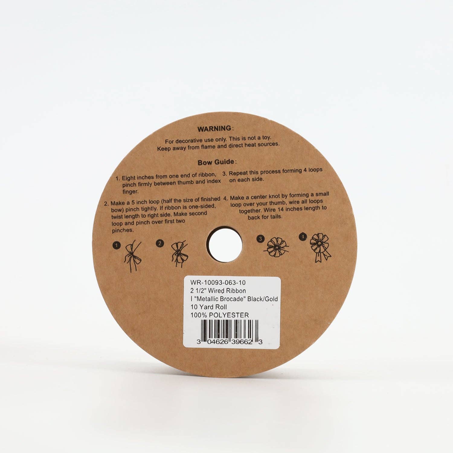 LA Ribbons Wholesale - Wholesale Ribbon - Gift Wrapping - 2 1/2" Wired Ribbon | "Metallic Brocade" Black/Gold | 10 Yard Roll5