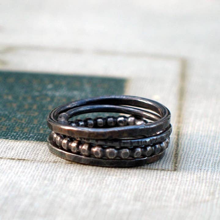 Metamorphosis Metals - Wholesale Band/Stacked Ring - Silver Stacking Rings- set of 44