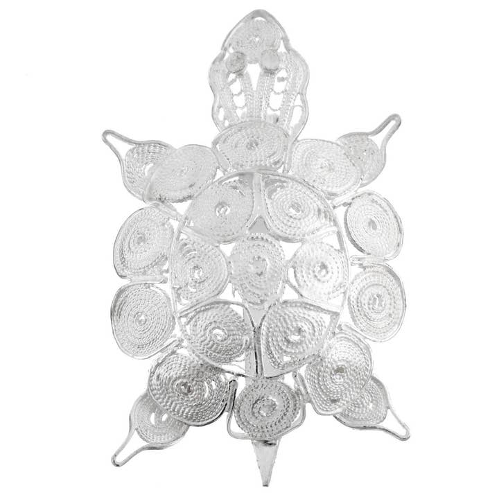 Broche en filigrane tortue en argent sterling 925 fait main à Bali, 2" pour la vente par FifiRose