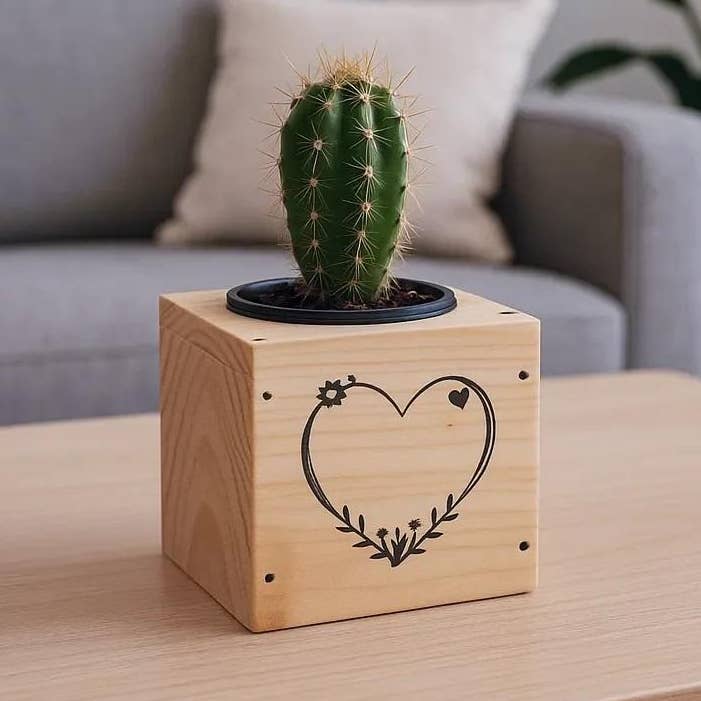 Minimalist Cactus Pot Holder – Pine Wood | 7 x 7x7 cm for wholesale by Cmart